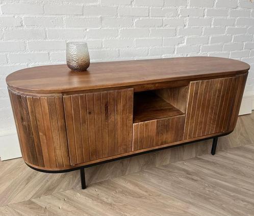 Magazijn leegverkoop tv meubel retro Remi mangohout ribbel, Huis en Inrichting, Woonaccessoires | Overige, Nieuw, Ophalen of Verzenden