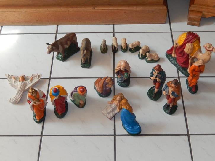 Kerststalfiguren gipsen oude figuren Heilige Drie Koningen, Diversen, Kerst, Gebruikt, Ophalen of Verzenden