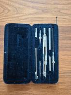 Vintage passerset in lederen etui, Hobby en Vrije tijd, Ophalen of Verzenden, Gebruikt, Overige typen