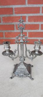 TWEEARMIGE  TINNEN KANDELAAR  IN LOUIS14'e STIJL 19E EEUW, Antiek en Kunst, Antiek | Kandelaars, Ophalen of Verzenden, Overige materialen