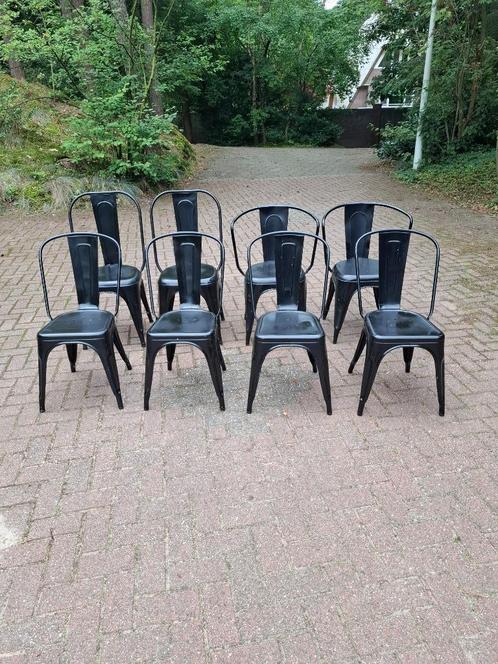 8 tolix stoelen, 4 origineel, Huis en Inrichting, Stoelen, Gebruikt, Metaal, Zwart, Ophalen