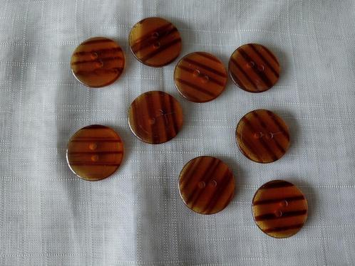 bruine gestreepte knoop, barnsteeneffect, ø 23 mm, kunststof, Hobby en Vrije tijd, Naaien en Fournituren, Gebruikt, Knoop of Knopen