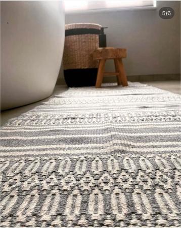 2 stuks loper zacht grijs motief geweven 180 x 70 cm NEW beschikbaar voor biedingen