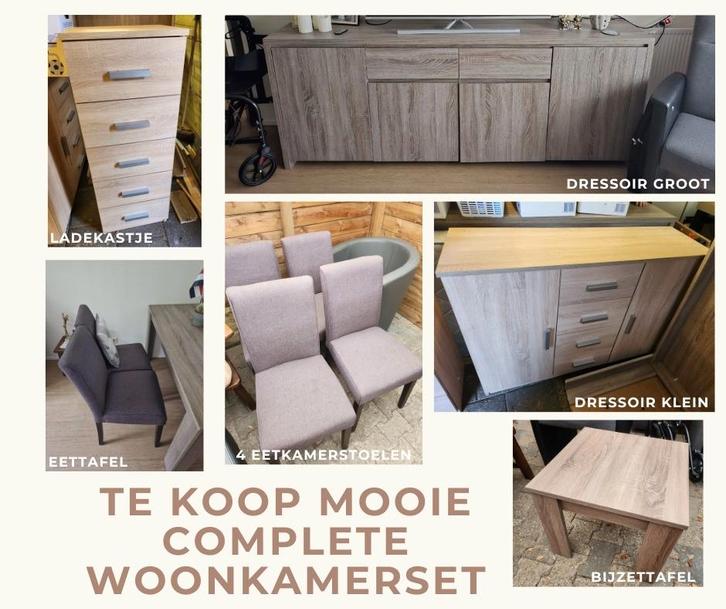Complete woonkamerset: dressoirs, eethoek, kastje, tafel, Huis en Inrichting, Complete inboedels, Ophalen