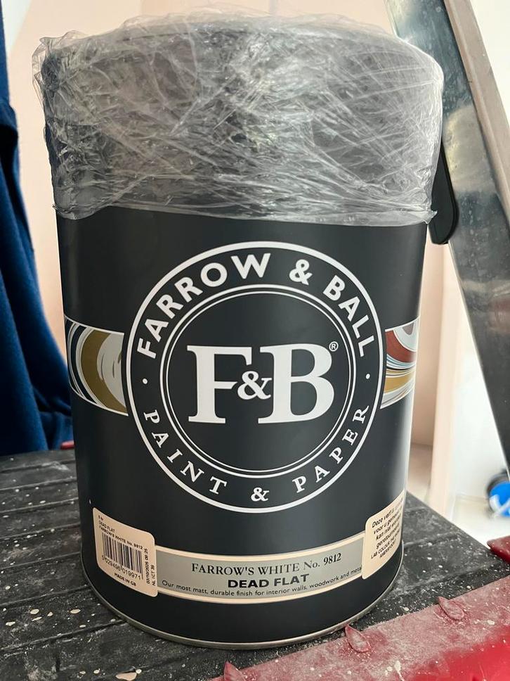 Farrow & Ball 5 liter Farrow’s White dead flat -fout besteld, Doe-het-zelf en Verbouw, Verf, Beits en Lak, Nieuw, Ophalen of Verzenden