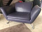 Leder leer loveseat, 2 zits smalle bank, divan paars lila., Ophalen, Tweepersoons, Zo goed als nieuw, Minder dan 150 cm