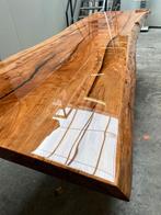 SHOWROOMUITVERKOOP: Eiken boomstamtafel met epoxy, Ophalen, 50 tot 100 cm, Rechthoekig, Nieuw