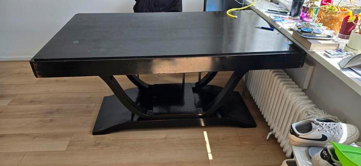art deco vintage uitschuifbare eettafel, Huis en Inrichting, Tafels | Eettafels, Gebruikt, 50 tot 100 cm, Rechthoekig, Ophalen