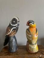2 houten vogels uil en papegaai, Ophalen of Verzenden, Zo goed als nieuw