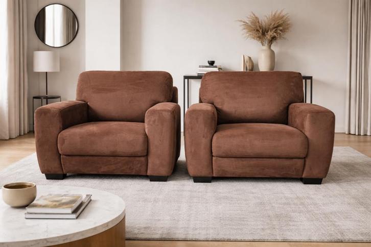 2 luxe comfortabele fauteuils, nieuw, Huis en Inrichting, Fauteuils, Nieuw, Leer, 75 tot 100 cm, 75 tot 100 cm, Ophalen