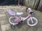 Meisjesfiets met zijwieltjes en poppenzitje, Ophalen, Gebruikt, 18 inch, Handrem