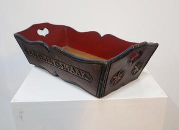 Beschilderde antieke houten bestekbak 1883, volkskunst beschikbaar voor biedingen