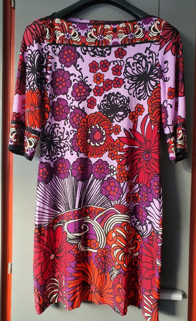 Donna Morgan Vintage Jurk met Felgekleurde Print - Maat S, Kleding | Dames, Jurken, Maat 38/40 (M), Onder de knie, Ophalen of Verzenden