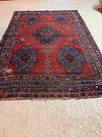 Perzisch tapijt klassiek patroon rood blauw versleten sleets, Huis en Inrichting, Stoffering | Tapijten en Kleden, Gebruikt, Overige kleuren