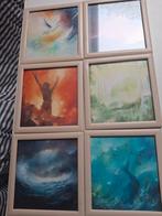 6 Kleine Schilderijen van J. Kooistra uit dokkum, Ophalen of Verzenden