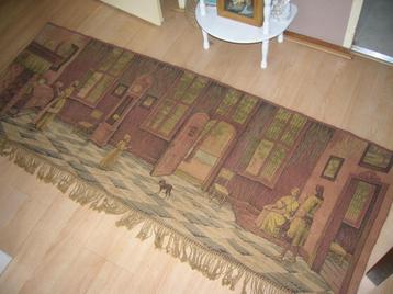 groot wandkleed geweven stof huiskamer tafereel 180 x 72 cm. beschikbaar voor biedingen