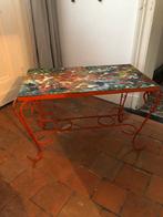 UNIEKE VINTAGE TAFEL SMEEDIJZER KLEUR SALONTAFEL SIDETABLE, Huis en Inrichting, Tafels | Salontafels, 50 tot 100 cm, Minder dan 50 cm