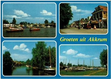 Ansichtkaart Akkrum, boten, dorpsgezicht beschikbaar voor biedingen
