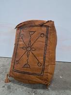 Vintage leren kussen / poef met slangenhuid details, Ophalen of Verzenden