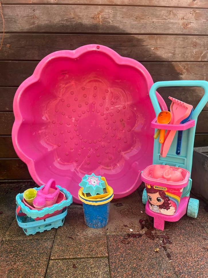 Zandbak met toebehoren, Kinderen en Baby's, Speelgoed | Buiten | Zandbakken, Gebruikt, Ophalen