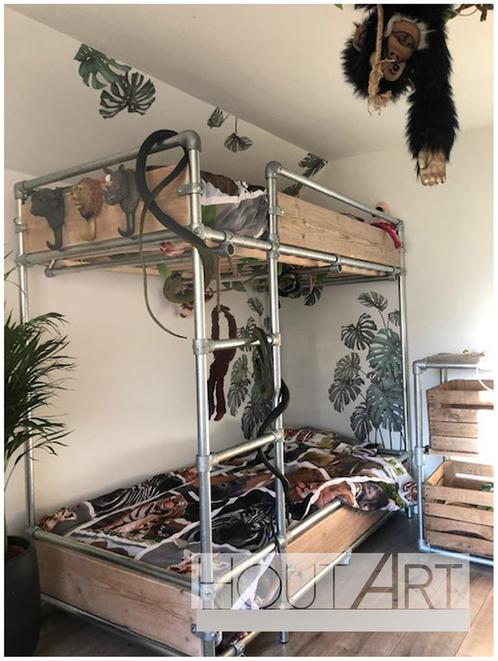 STAPELBED VAN STEIGERHOUT MET STEIGERBUIS!, Kinderen en Baby's, Kinderkamer | Stapelbedden en Hoogslapers, Nieuw, Stapelbed, Ophalen of Verzenden