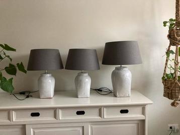 3 Hekla zware lampenvoeten incl kappen grijs tafellamp steen beschikbaar voor biedingen