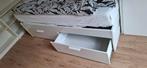 IKEA BRIMNES Bedframe met opberglades, wit, 90x200 cm, Ophalen, 90 cm, Eenpersoons, Wit