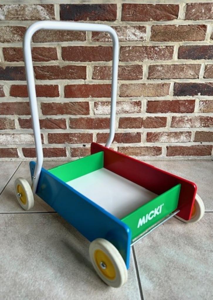 Micki houten loopwagen zo goed als nieuw (Sp287), Kinderen en Baby's, Speelgoed | Houten speelgoed, Zo goed als nieuw, Duw- of Trekspeelgoed