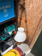 Antieke hanglamp met glazen kap, Huis en Inrichting, Lampen | Hanglampen, Ophalen, Gebruikt, Glas, 50 tot 75 cm