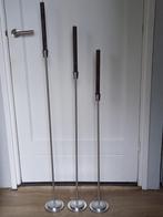 3 Moderne Strakke Chromen Vloerkandelaars (1 meter), Ophalen of Verzenden, Metaal, Kandelaar, 75 cm of meer