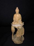 Boeddha beeldje van hout 20x9x9cm, Huis en Inrichting, Woonaccessoires | Boeddhabeelden, Ophalen of Verzenden, Zo goed als nieuw