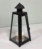 Vintage kaarsenhouder glas metaal kaarsen hanger piramide, 25 tot 50 cm, Zwart, Ophalen of Verzenden, Zo goed als nieuw