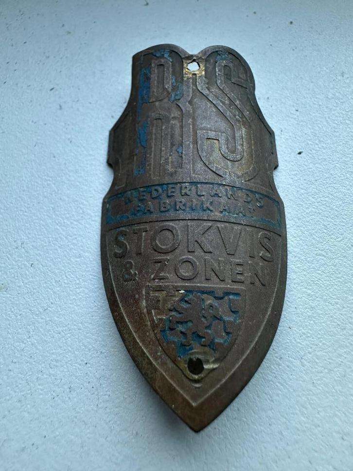 Stokoud RS Stokvis & Zn. balhoofdplaatje. Balhoofd plaatje., Verzamelen, Merken en Reclamevoorwerpen, Gebruikt, Overige typen