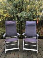 Twee blauwe campingstoelen merk Vrijbuiter, Caravans en Kamperen, Ophalen, Gebruikt, Campingstoel