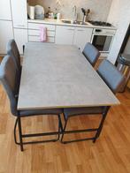 Eettafelset Grijs inclusief 4 stoelen, Ophalen, Zo goed als nieuw, 4 tot 6 stoelen