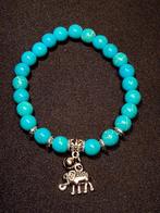 armband turquoise kralen geluks olifantje, Sieraden, Tassen en Uiterlijk, Armbanden, Overige materialen, Blauw, Nieuw, Ophalen of Verzenden