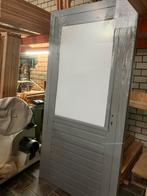 Hardhouten deur dubbelglas 109x221cm links, Ophalen, Gebruikt, Buitendeur, 200 tot 215 cm