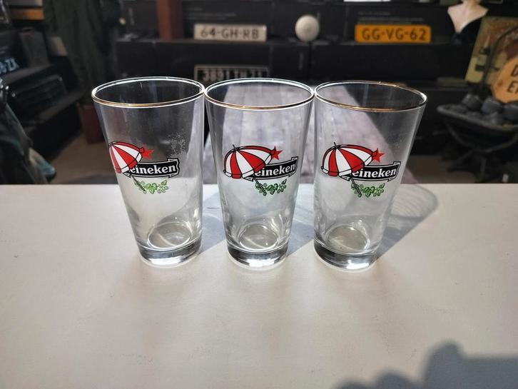 Heineken bierglazen speciale editie - 3 stuks, Verzamelen, Glas en Borrelglaasjes, Ophalen