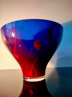 Schaal Glas Bohemen Petrol Vintage Rony Plesl Gesigneerd, Antiek en Kunst, Ophalen of Verzenden