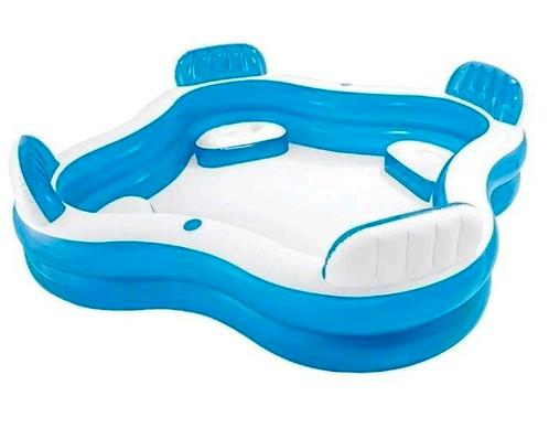 Opblaasbaar zwembad - 4 zitjes - Intex + tegels, Tuin en Terras, Zwembaden, Zo goed als nieuw, Opblaaszwembad, Minder dan 80 cm