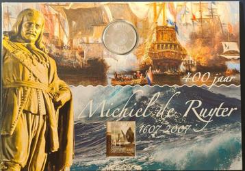 Michiel de Ruijter zilveren VIJFJE  en postzegels beschikbaar voor biedingen