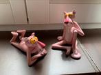 2 x porselein Pink Panther beeld vintage UAC Geoffrey Japan, Ophalen of Verzenden, Overige figuren, Zo goed als nieuw, Beeldje of Figuurtje