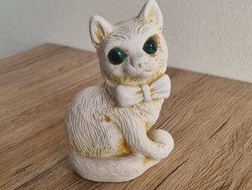 Prachtige zeldzame Vintage Kat Poes Wit Groene Glazen Ogen beschikbaar voor biedingen