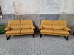 2x Mid Century Deens Design Lederen Banken | Vintage Sofa, Huis en Inrichting, Banken | Bankstellen, Minder dan 150 cm, Rechte bank