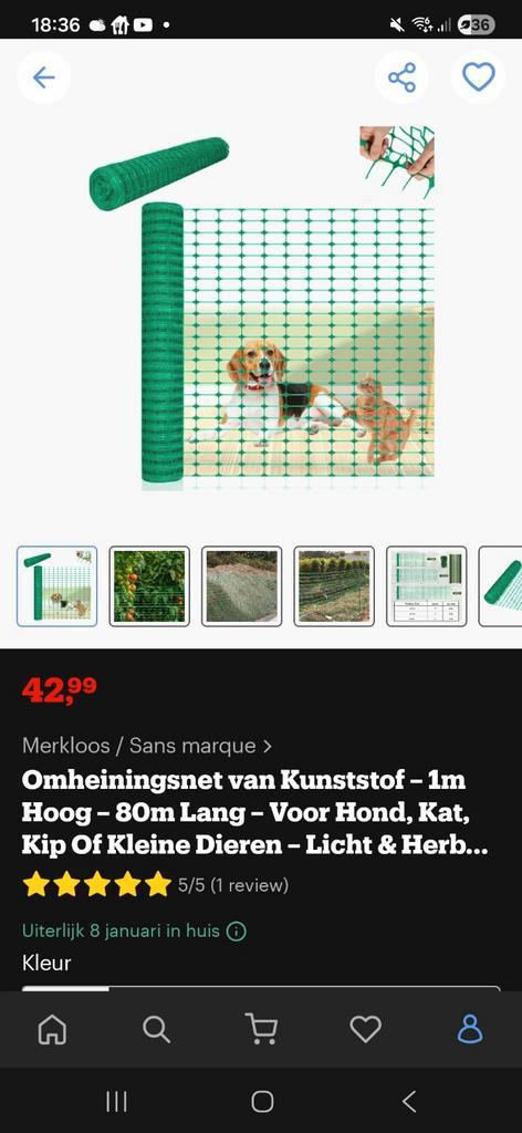 Nieuw Omheiningsnet Kunststof - 1m Hoog, 80m Lang, Tuin en Terras, Tuinhekken en Hekwerk, Nieuw, Gaashekwerk, Kunststof, Ophalen of Verzenden