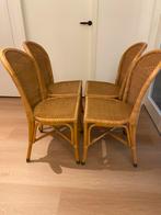 4 elegante stoelen van bamboe / rotan, Huis en Inrichting, Stoelen, Ophalen, Gebruikt, Bruin, Riet of Rotan