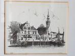 Mooie ingelijste vintage litho van Veere door Frans Bliek., Ophalen of Verzenden