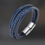 Lederen armband met stainless steel, Overige kleuren, Leer, Ophalen of Verzenden, Sieraadspecialist