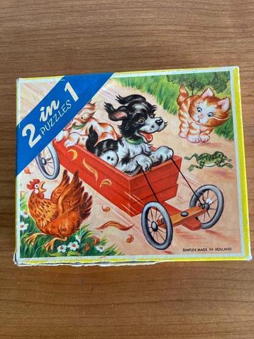 Vintage Simplex Triplex 2-in-1 Houten Puzzel beschikbaar voor biedingen