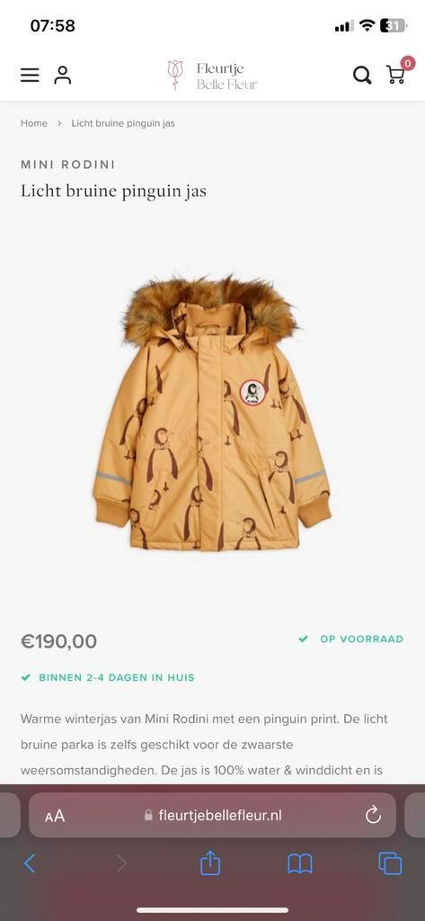 Mini rodini K2 jas 104-120, Kinderen en Baby's, Kinderkleding | Maat 110, Gebruikt, Jas, Ophalen of Verzenden